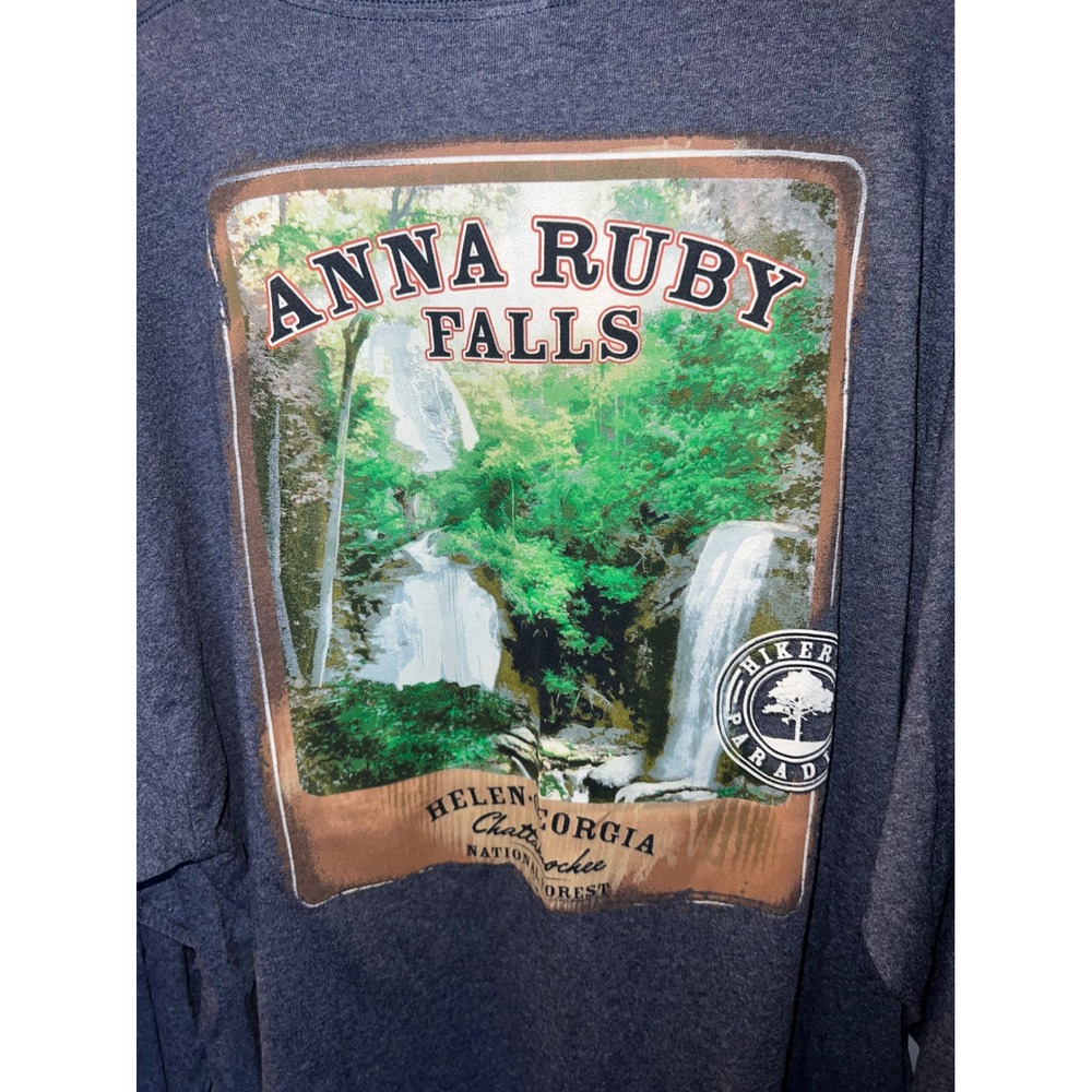 Anna Ruby Falls Georgia Long Sleeve T-Shirt 2XL Heather Navy Delta Pro Weight - Picture 2 of 5